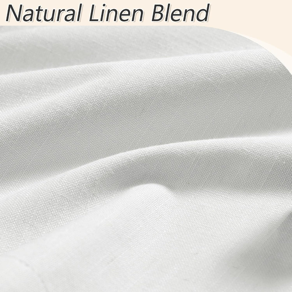 Guken White 100% Blackout Linen Curtains 52 Inch Wide by 136 Inch for Living Room Bedroom Back Tab Thermal Insulated Black Out Linen 2 Drap…