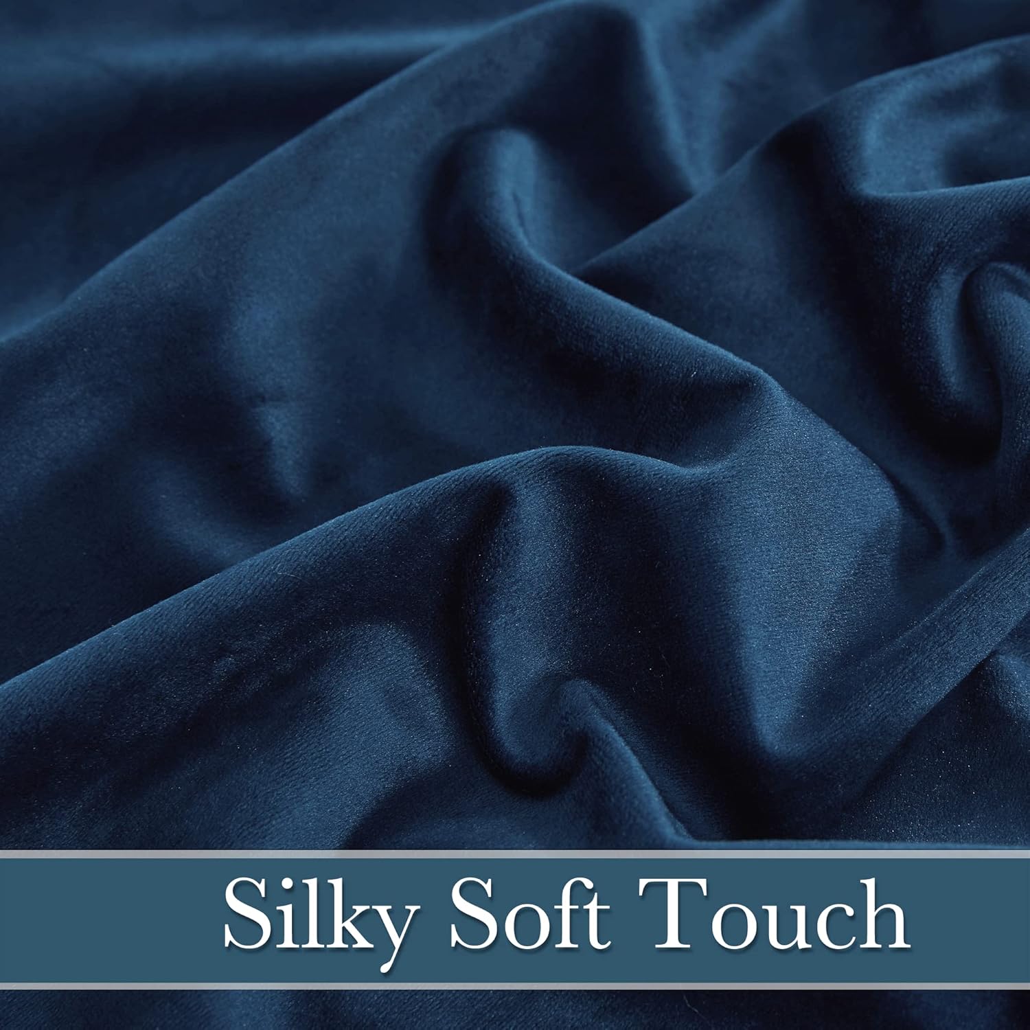 Rybhome RYB HOME Blue Velvet Curtains 84 inches - Blackout Curtains for Living Room, Thermal Insulated Noise Reducing Panels Soft Luxury Wi…