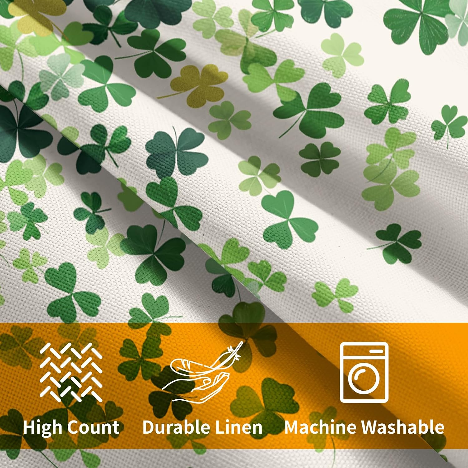 Granbey St. Patrick's Day Pillowcase 16x16 Inch 2 Pack Shamrocks Lucky Clover Throw Pillow Covers Saint Patrick Day Spring Cotton-Linen Squ…
