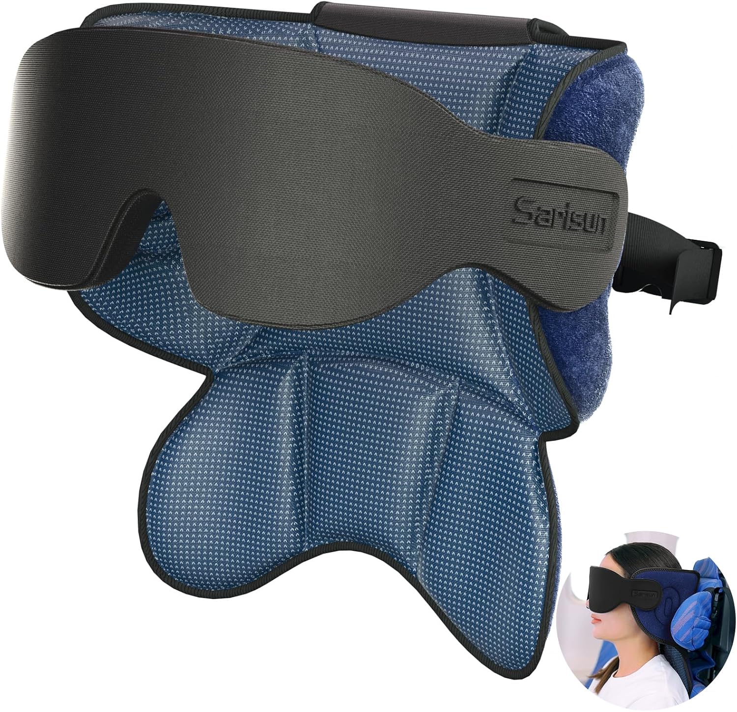 SARISUN Travel Pillows for Airplanes, Airplane Pillow with Sleep Eye Mask, 360° Support Headrest, Travel Essentials, Adjustable Airplane…