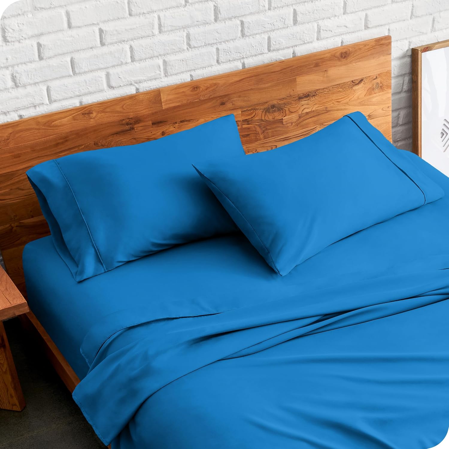 BareHome Bare Home Microfiber Pillow Cases - Standard/Queen Size Set of 2 - Cooling Pillowcases - Double Brushed - Medium Blue Pillowcases…