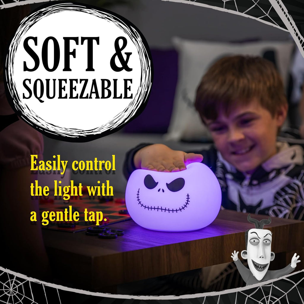 Disney Jack Skellington Squishy Light - Color-Changing Night Light for Kids & Adults, USB/Battery Operated Dimmable Lamp, Halloween &…