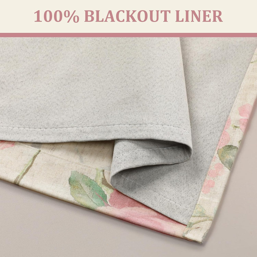 XOGUIBO Vintage Floral Blackout Curtains 84 Inch, 2 Panels Spring Linen Texture Farmhouse Drapes for Living Room Bedroom Printed Flo…