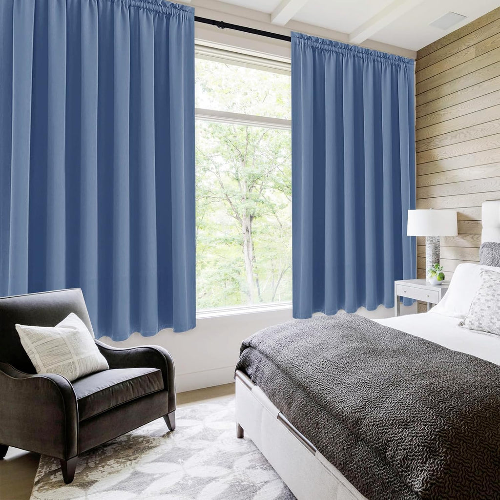 DWCN Blackout Curtains for Living Room Thermal Insulated, Energy Saving & Noise Reducing Bedroom Curtains, Dusty Blue, W 70x L 63 Inch…