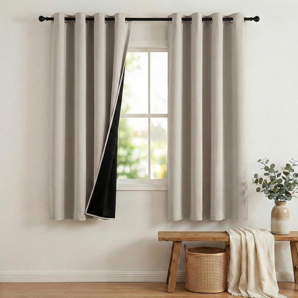 NICETOWN 100% Blackout Curtains for Bedroom, Thermal Insulated Window Curtains 63 Inch Length 2 Panels Set, Grommet Top Short Drapes for…