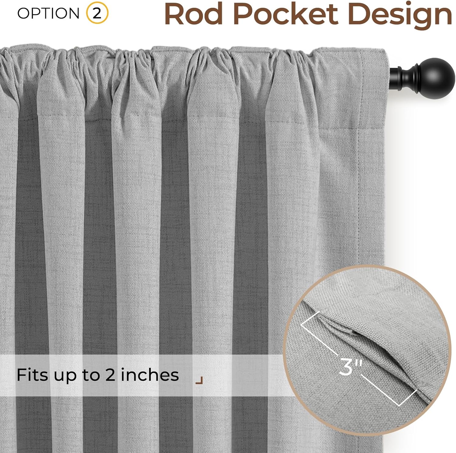 Inovaday 100% Blackout Curtains 96 Inches Length 2 Panels Set, Back Tab/Rod Pocket Linen Black Out Curtains for Bedroom, Thermal Insulated…