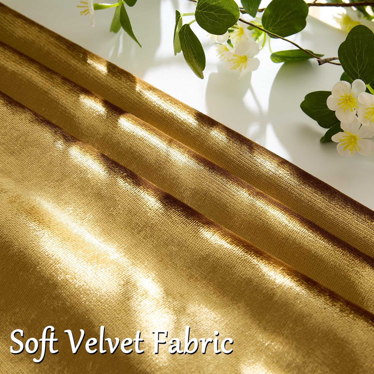 GIGIZAZA Decorative Couch Throw Pillow Covers, Set of 2 Gold Square Pillow Cushion Covers 22x22, Pillow Cases Velvet Pillow Covers
