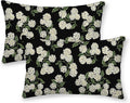 Black Spring Pillow Covers 12x20 Inch 2 Pcs Green Hydrangea Flower Decor Throw Pillows Vintage Floral Seasonal Summer Outdoor Decoration…