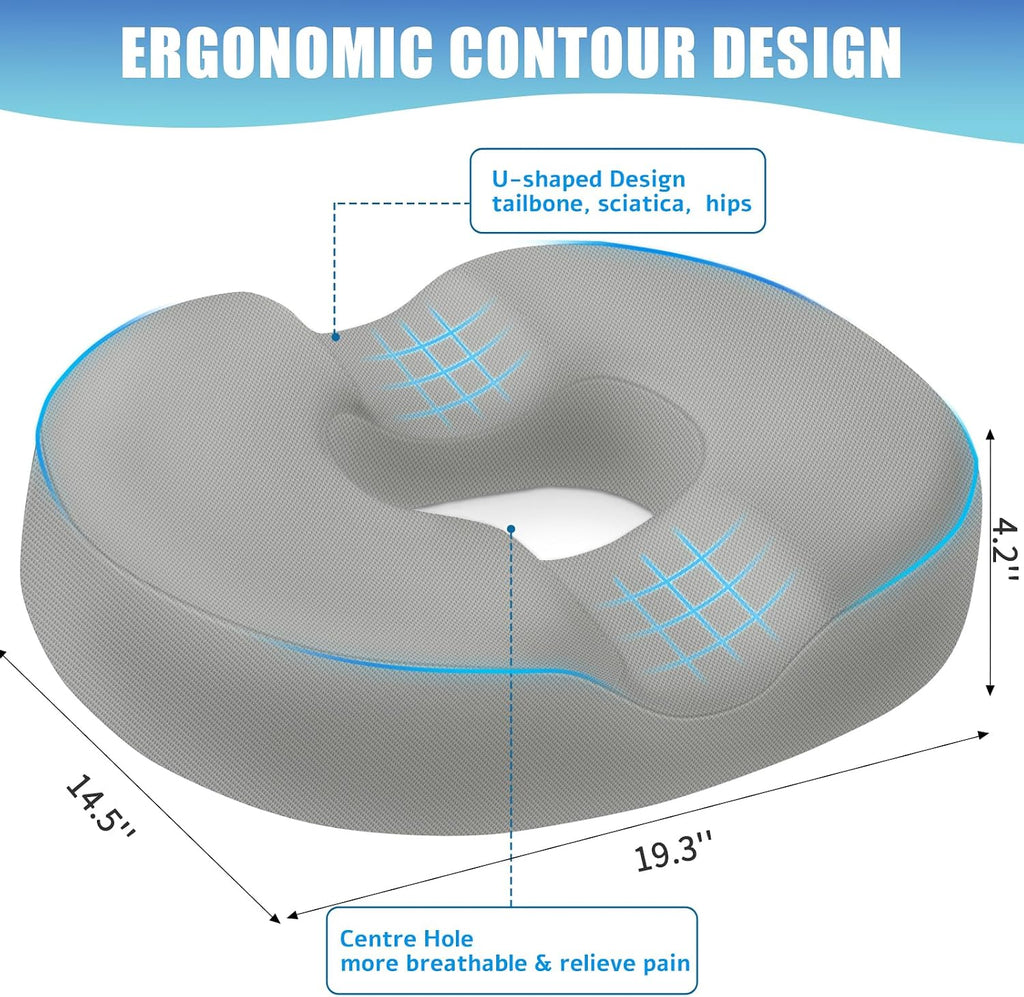 BlissTrends Donut Pillow Seat Cushion, Chair Cushions for Postpartum Pregnancy & Hemorrhoids, Tailbone Cushion, Memory Foam Lifting Cushion…