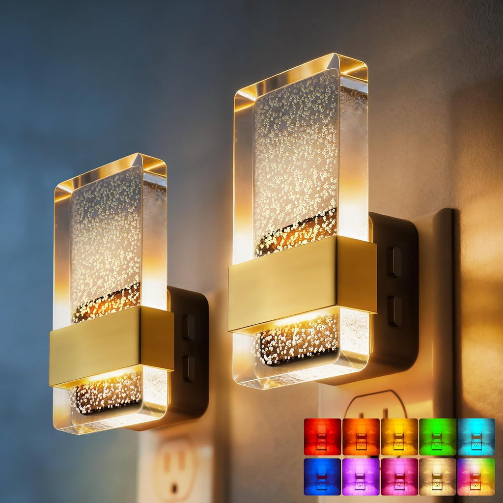 DORESshop LED Night Lights Plug into Wall, [2 Pack] 3 Level Dimmable Night Light, Rotatable Bubble Decorative Nightlight, Dusk to Dawn…