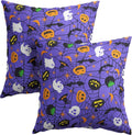 Halloween Purple Throw Pillow Covers 24x24 inch Set of 2 Humour Pumpkins Ghost Skeleton Bat Web Decorative Pillowcase Holiday Cotton…