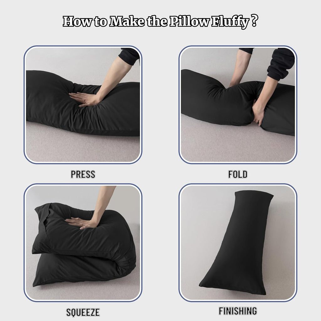 Ubauba Memory Foam Body Pillow with Cover, Full Large Body Pillows Insert for Adults with Envelope Closure Pillowcase, Firm & Fluffy Long…