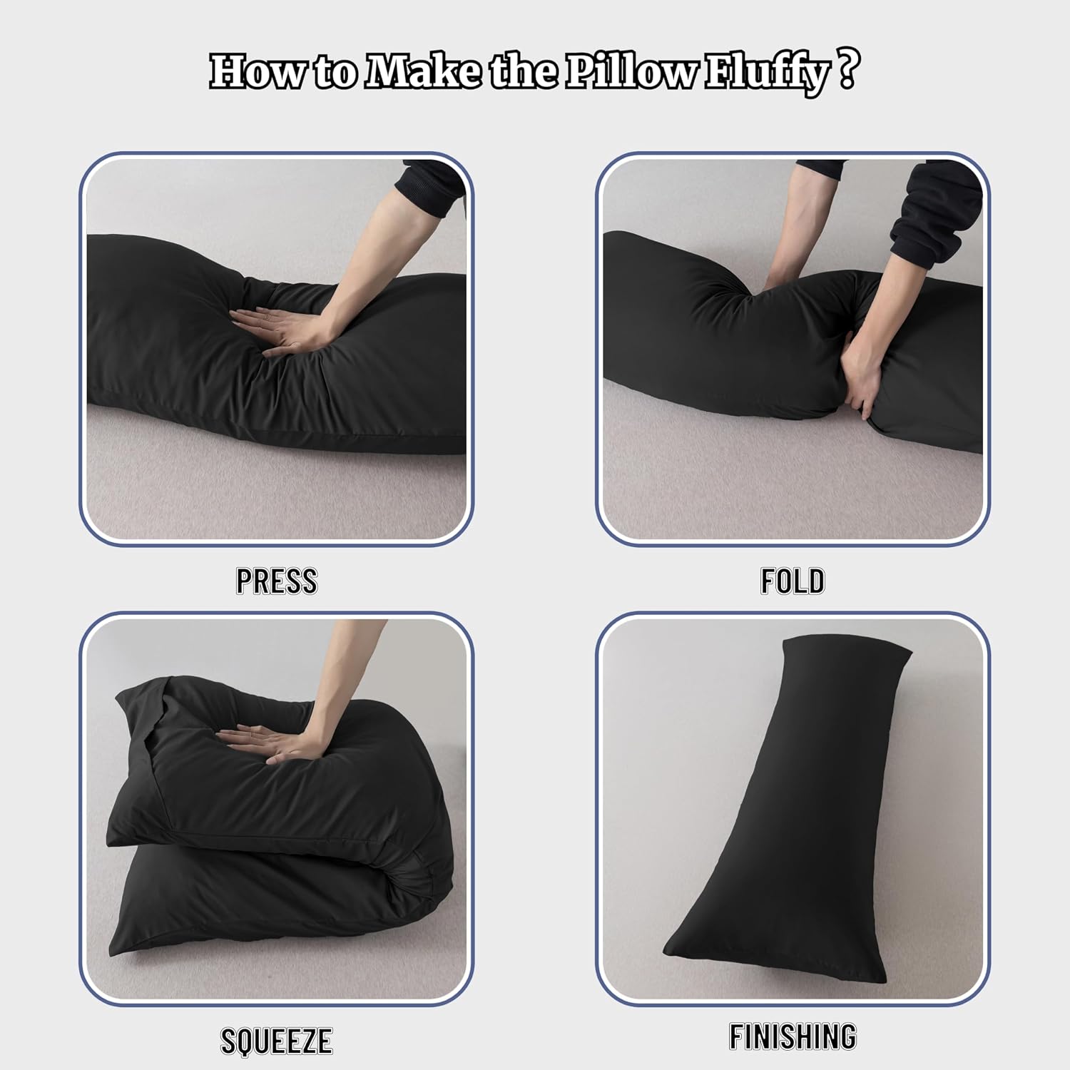 Ubauba Memory Foam Body Pillow with Cover, Full Large Body Pillows Insert for Adults with Envelope Closure Pillowcase, Firm & Fluffy Long…