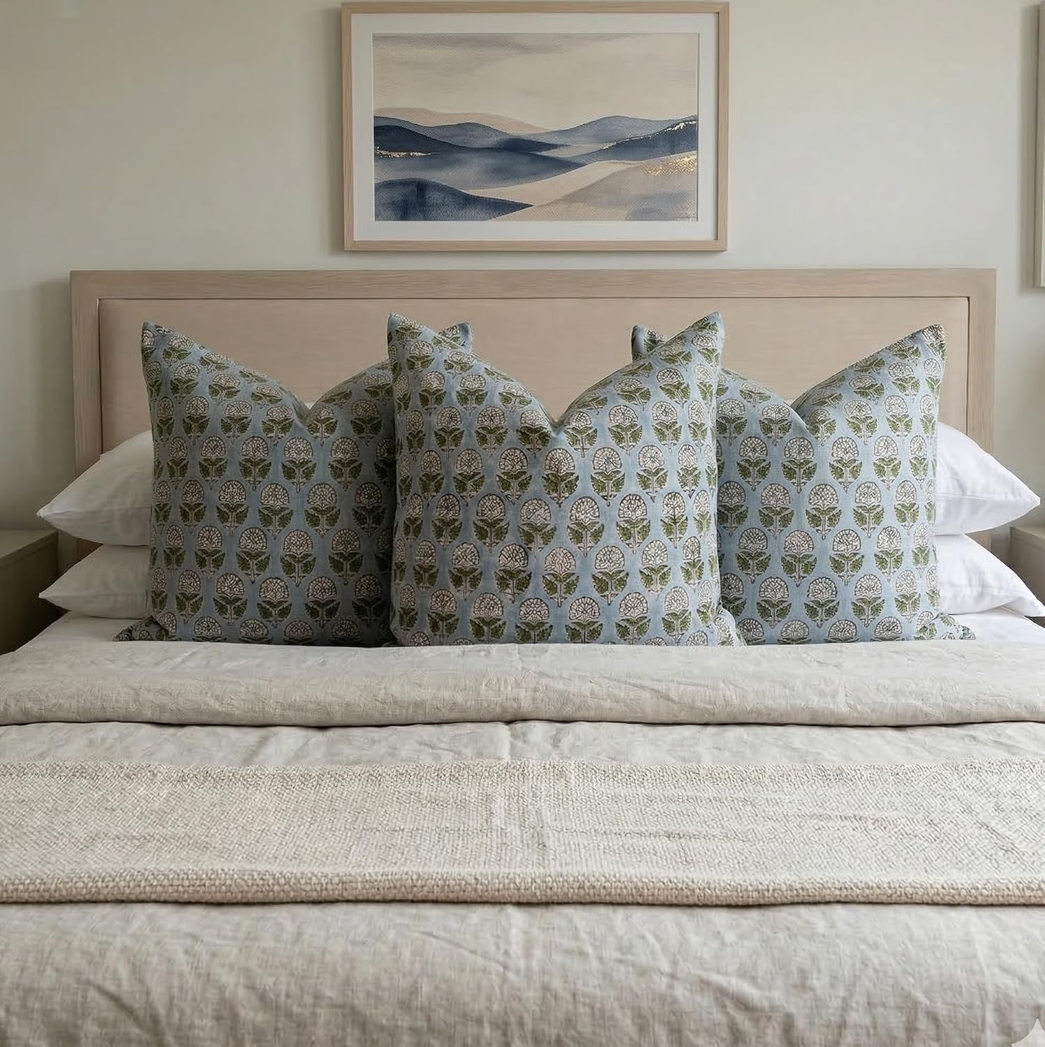 LineandLoop Linen Throw Pillow Covers 20x20 inch Floral Pillows Stripe Spring Decorative Pillow Covers for Living Room, Bedroom 0 Count 2 i…