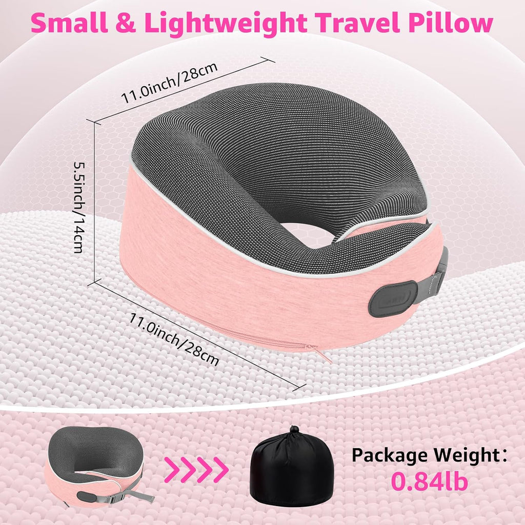 Travel Pillows for Airplanes Ergonomic Memory Foam Neck Pillow for Travel - 360° Head & Neck Support for Sleeping on Flights, Cars…