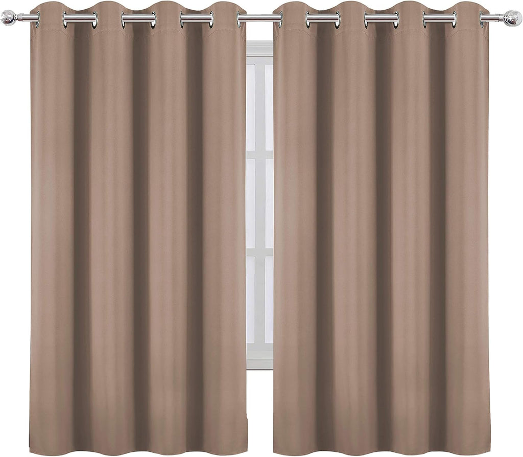 Lemomo Cappuccino Thermal Blackout Curtains/52 x 54 Inch/Set of 2 Panels Room Darkening Curtains for Bedroom 54 Inch silver