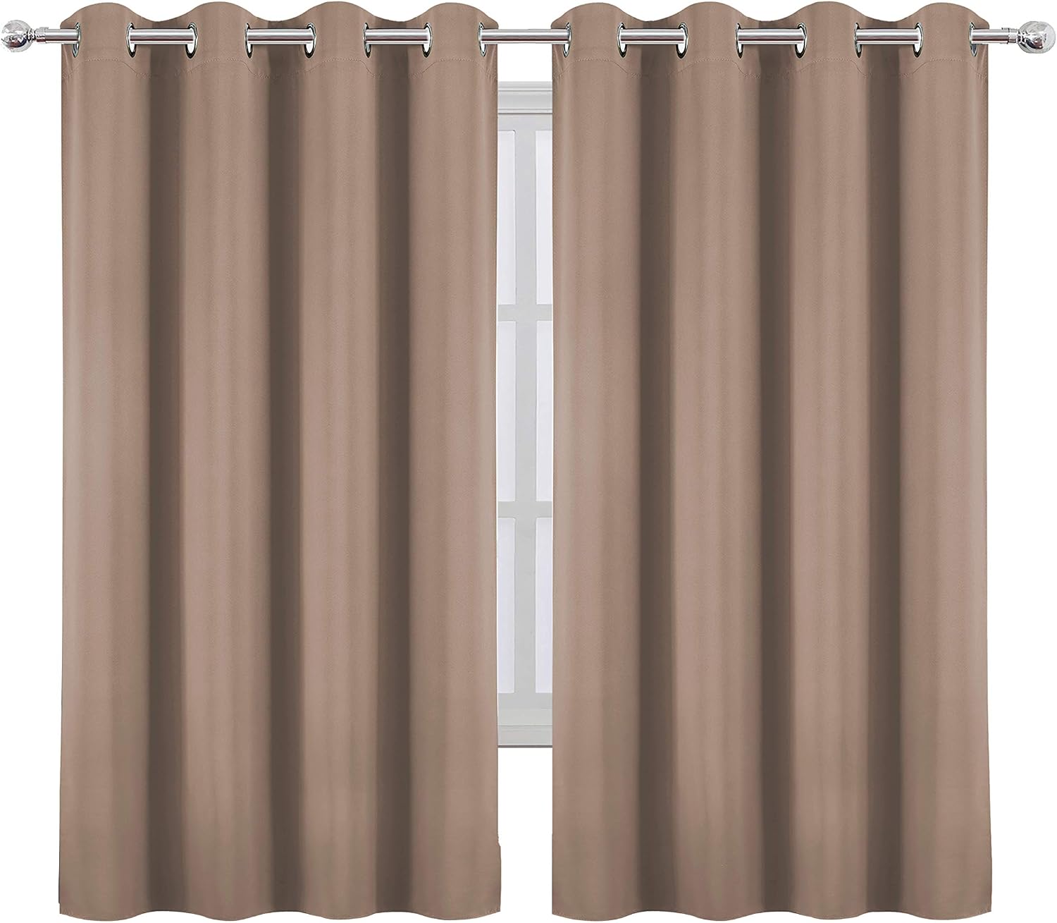 Lemomo Cappuccino Thermal Blackout Curtains/52 x 54 Inch/Set of 2 Panels Room Darkening Curtains for Bedroom 54 Inch silver