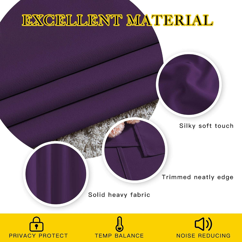Nicetown Blackout Curtains Drapery Panels - Window Treatment Royal Purple Blackout Curtains/Panels for Bedroom/Living Room Window, 84 inche…