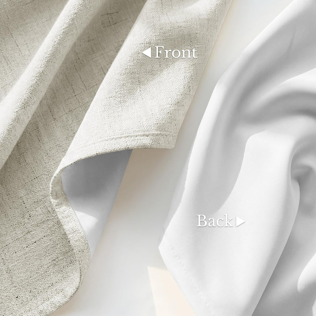 Nicetown 100% Blackout Ivory Linen Curtains for Bedroom, White Liner Composite Grommet Room Darkening Window Treatments Thermal Drapes for…