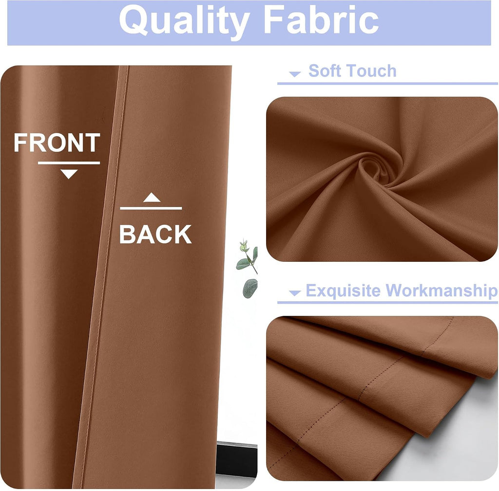 Simplebrand Ava Sun Baked Blackout Curtains for Bedroom 90 Inches Long 2 Panels Set, Solid Privacy Energy Saving Living Room Window Treatme…