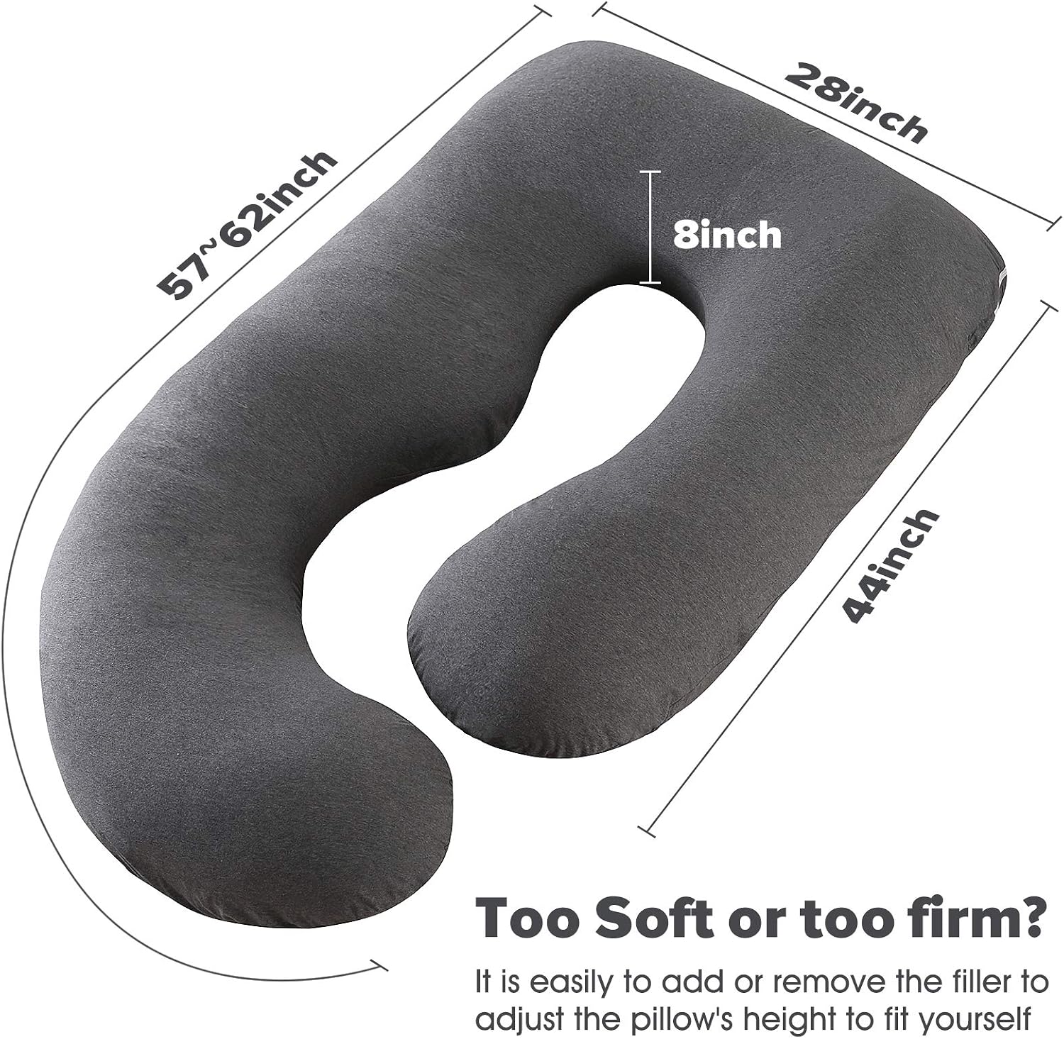 U-Shaped Full Body Pregnancy Pillow for Sleeping – 57" Maternity Pillow with Removable Cover, Support for Back, Legs, Belly & Hips…