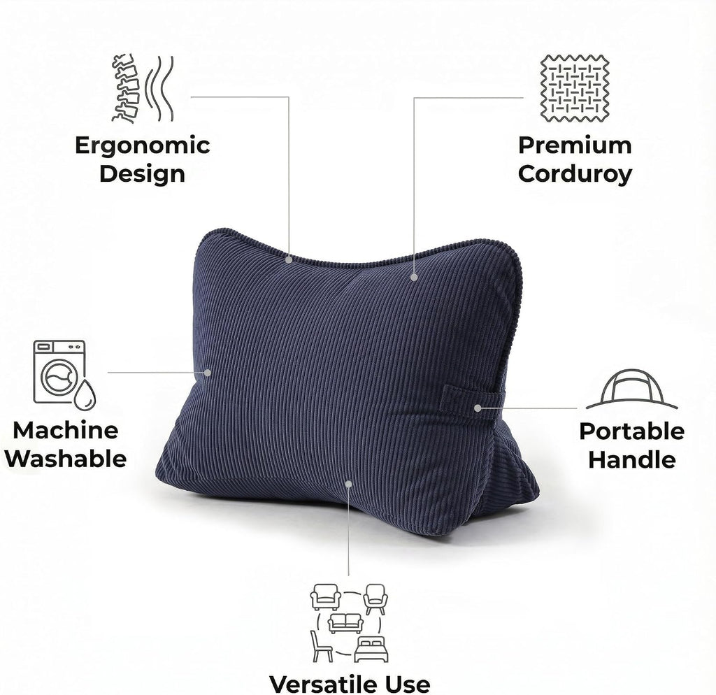 Ailuteie Pat. Pend. Corduroy Wedge Pillow with Lumbar Support, Triangle Cushion for Sofa, Couch, Bed or Recliner, Reading Pillow for Sittin…