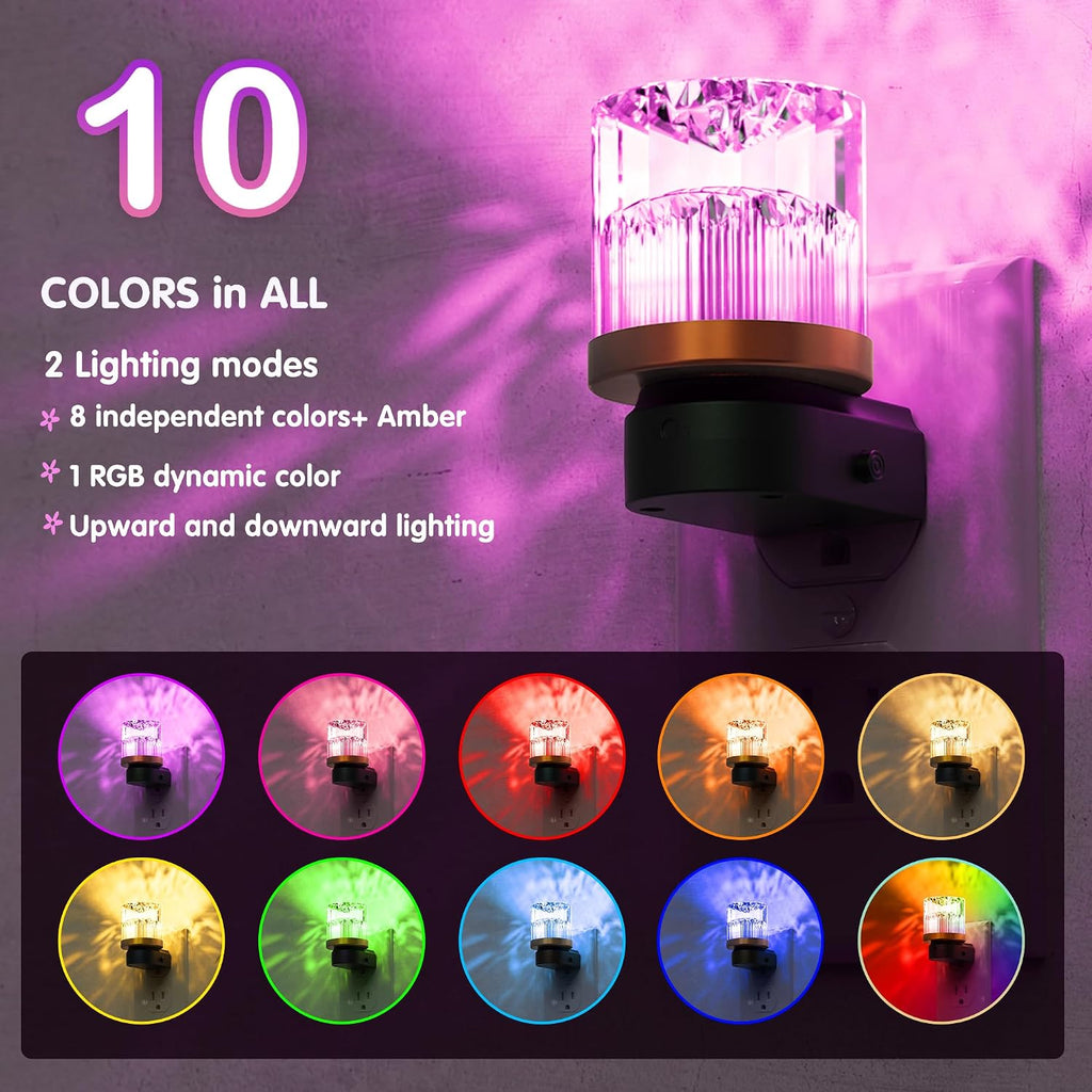 L LOHAS LED Night Light, Night Lights Plug into Wall with 10 Color Change RBG Nightlight Plug in Wall, Built in Dusk to Dawn Sensor for…
