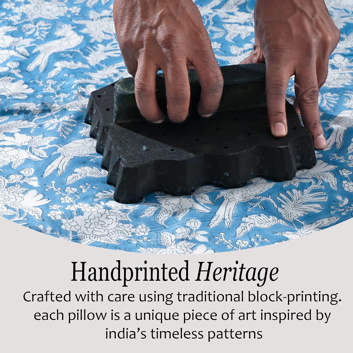 Cottonprintclub CPC Hand Block Print Blue Sapphire Ruffle Sham Pillow Cover 36" x 14" inch Hidden Zipper Decorative Pillowcase for Couch, B…