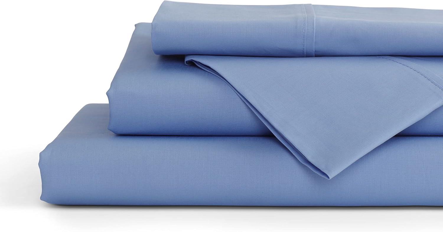 Linenhome Linen Home 4 Piece Twin Cotton Sheet Set, 100% Cotton Percale, 2 Pillowcases, Deep Pocket with All Around Elastic Sheet, Crisp Br…
