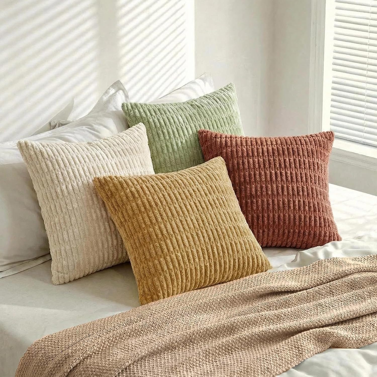 Fancy Homi 4 Packs Decorative Throw Pillow Covers for Living Room Couch Bed, Modern Farmhouse Boho Home Décor Accent Cushion Case, 26" x…