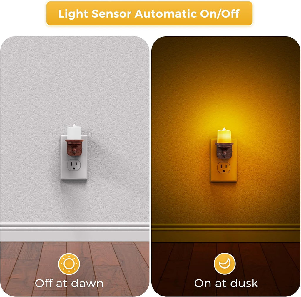 L LOHAS LED Night Light, 2 Pack Amber Flameless Candle Night Light Plug in, Dusk to Dawn Sensor, 0-100LM LED Dimmable Nightlight, Vintage…