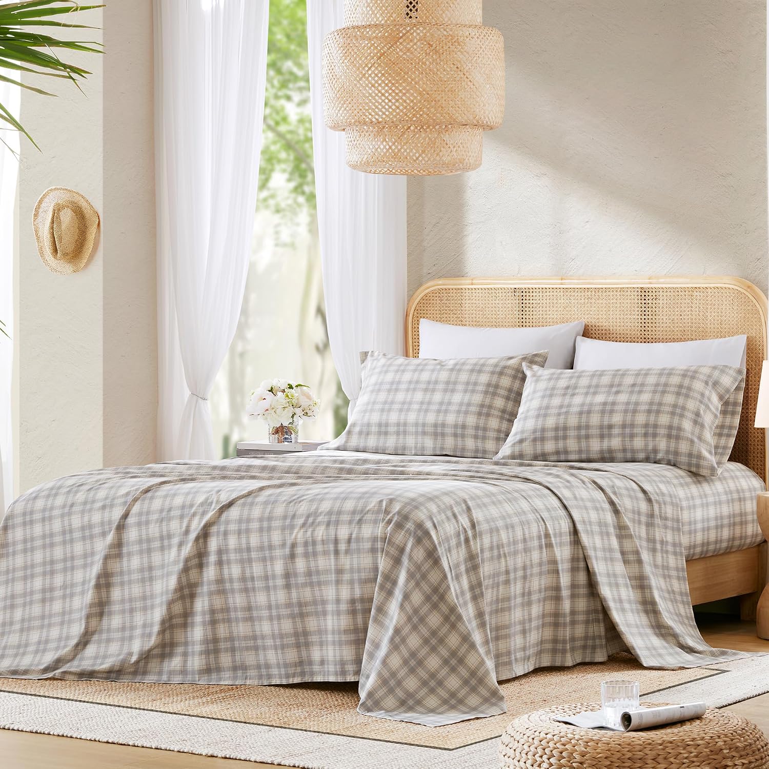 ComfortSpaces Comfort Spaces 100% Cotton Sheets Full, Breathable, Naturally Cool Cotton Sheets, Soft Cotton Bed Sheets with 14" Elastic Poc…