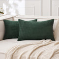 MIULEE Pack of 2 Corduroy Pillow Covers 12 x 20 Inch Lumbar Throw Pillow Covers Army Green Pillowcases for Spring Sofa Bedroom Couch