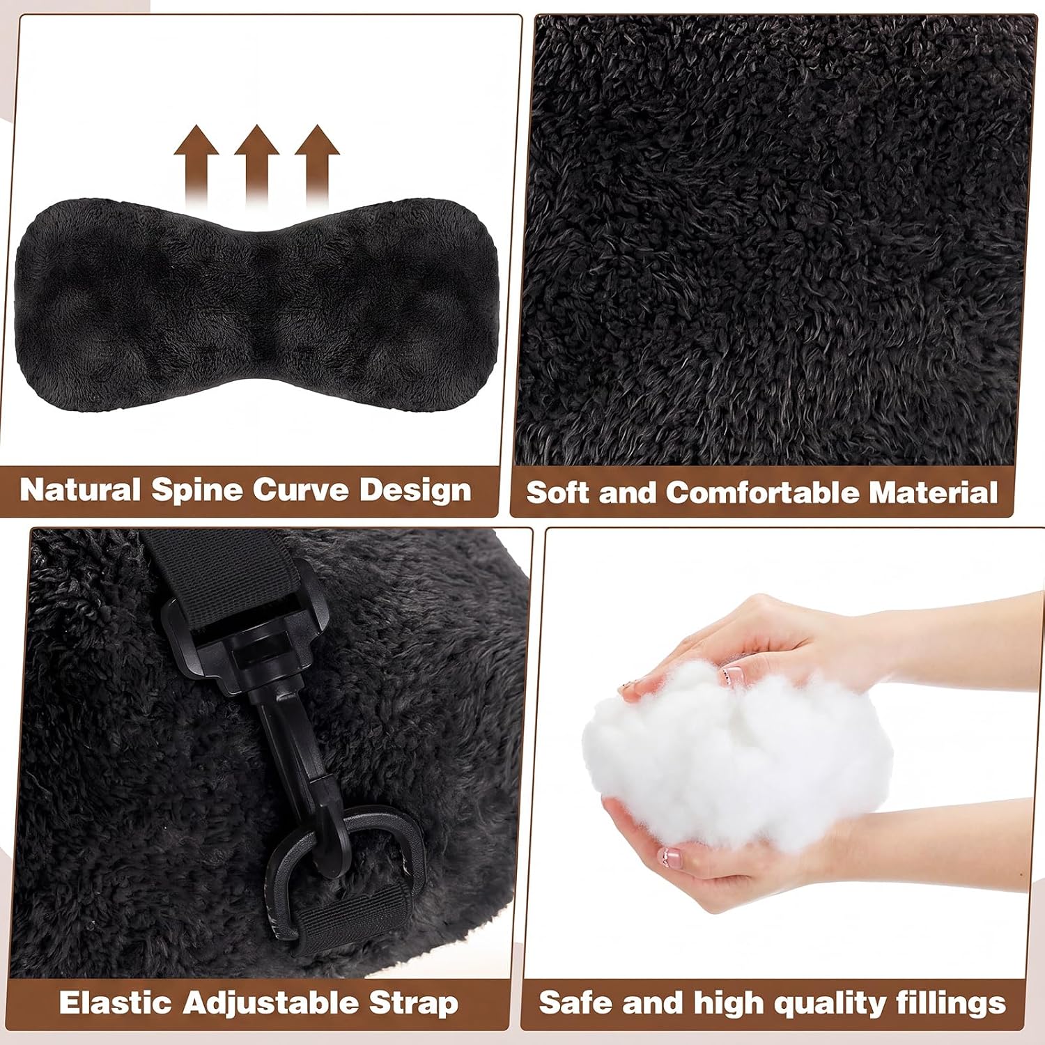 Colingmill 2 Pcs Neck Pillow for Recliner Headrest Pillow Bone Shaped Chair Plush with Adjustable Strap Neck Support and Curve Head Cushion…