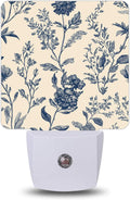 Blue White Toile Birds Night Lights Plug into Wall, Night Light for Bedroom Bathroom Hallway Kitchen, Auto Dusk to Dawn Sensor Decorative…