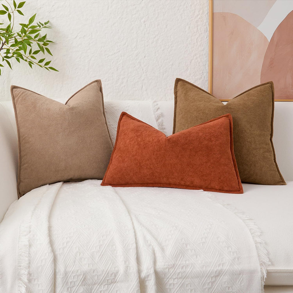 KevinTextile Kevin Textile Waterproof Decorative Pillow Covers Brown 20x20 Inch Pack of 2 Soft Boucle Textured Throw Pillowcases Elegant Ac…