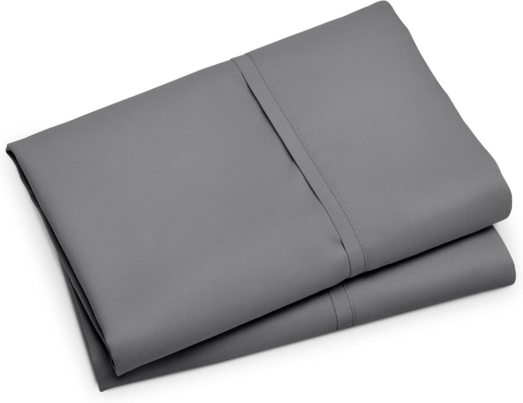 BareHome Bare Home Microfiber Pillow Cases - Standard/Queen Size Set of 2 Cooling Pillowcases Double Brushed Grey Pack easy maintenance…