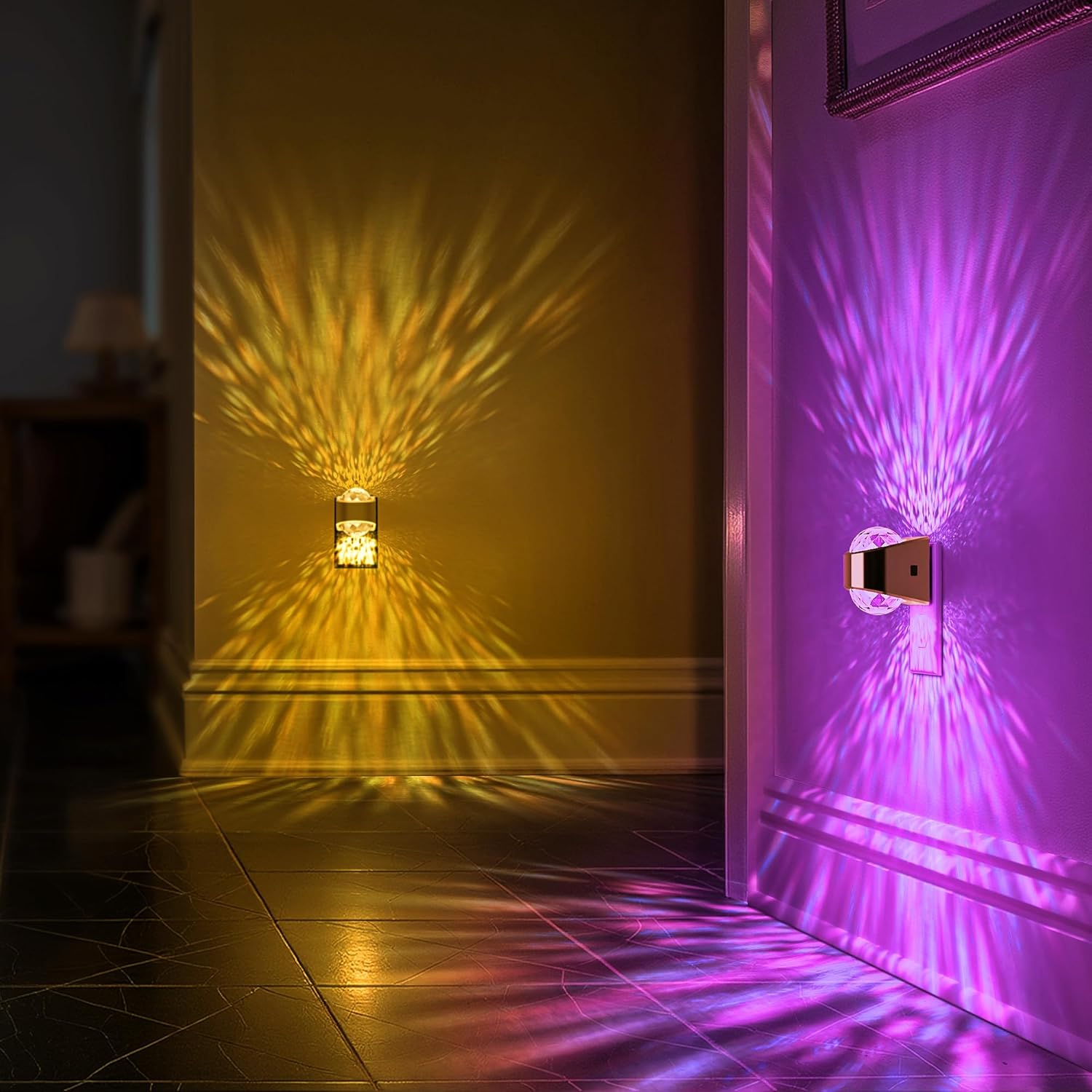 Night Lights Plug into Wall, Star Projector for Bedroom, Gold Night Light Projector for Kids, 9-Color RGB Galaxy Nightlight with Dusk to…