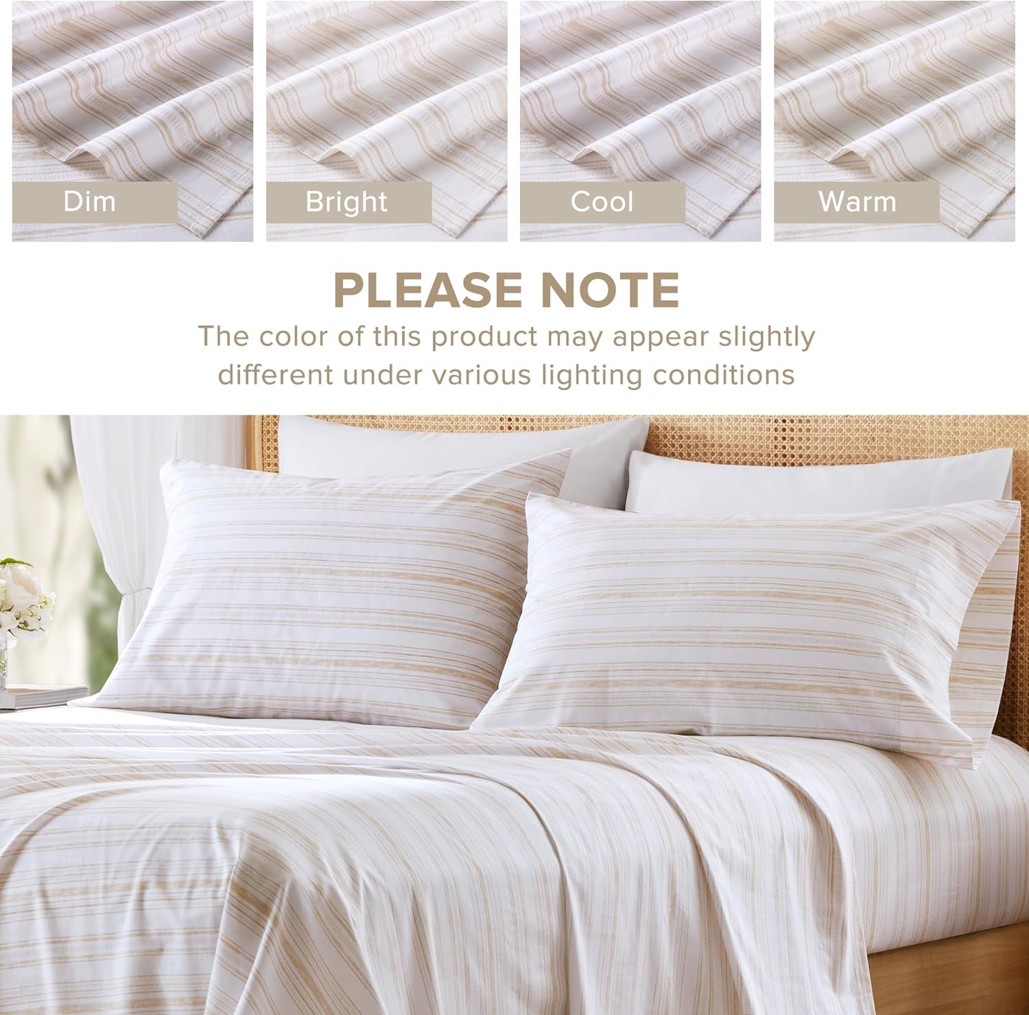 ComfortSpaces Comfort Spaces 100% Cotton Sheets Full, Breathable, Naturally Cool Cotton Sheets, Cotton Bed Sheets with 14" Elastic Pocket F…