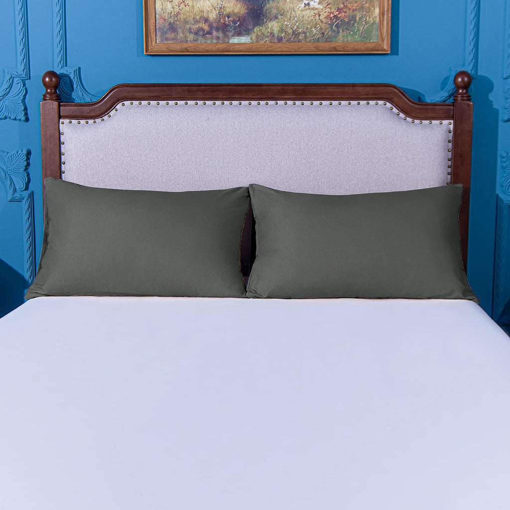 Ntbay Standard Pillowcase Set - 2 Pack Brushed Microfiber 20x26 Pillowcases - Soft, Wrinkle-Free, Fade-Resistant, Stain-Resistant, Dark Gre…