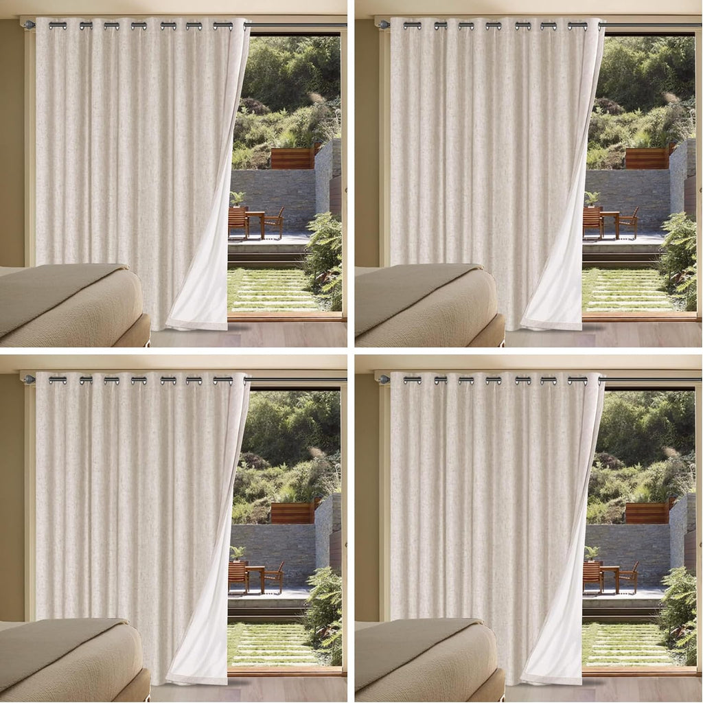 H.VERSAILTEX Linen Blackout Curtains Durable Thick Textured Linen Look 100% Blackout Patio Door Curtain Anti Rust Grommet Extra Wide…