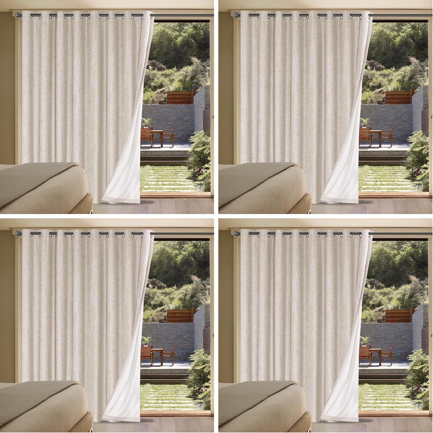 H.VERSAILTEX Linen Blackout Curtains Durable Thick Textured Linen Look 100% Blackout Patio Door Curtain Anti Rust Grommet Extra Wide…