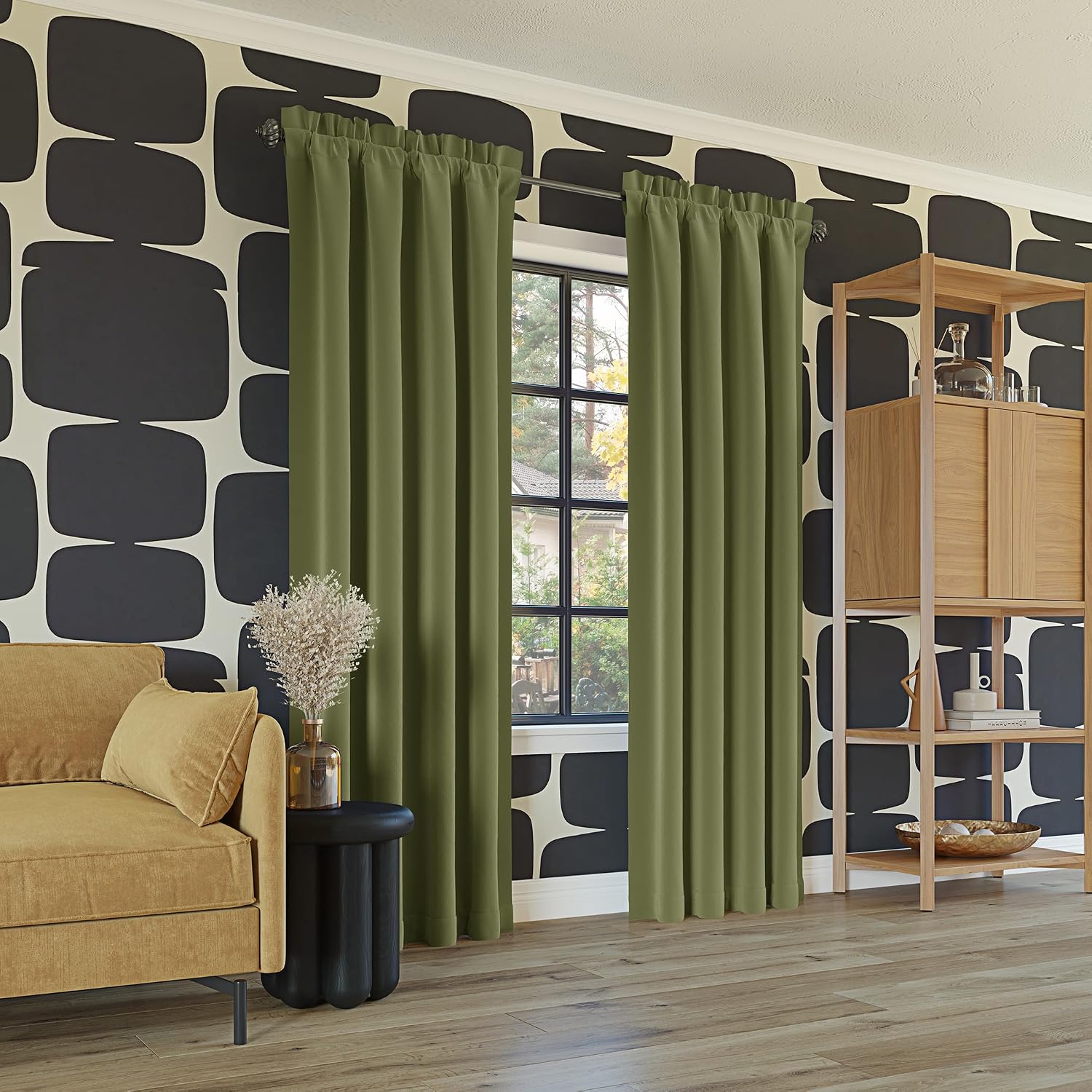 Sun Zero Oslo Theater Grade Extreme 100% Blackout Rod Pocket Curtain Panel, 52" x 63", Sage Green