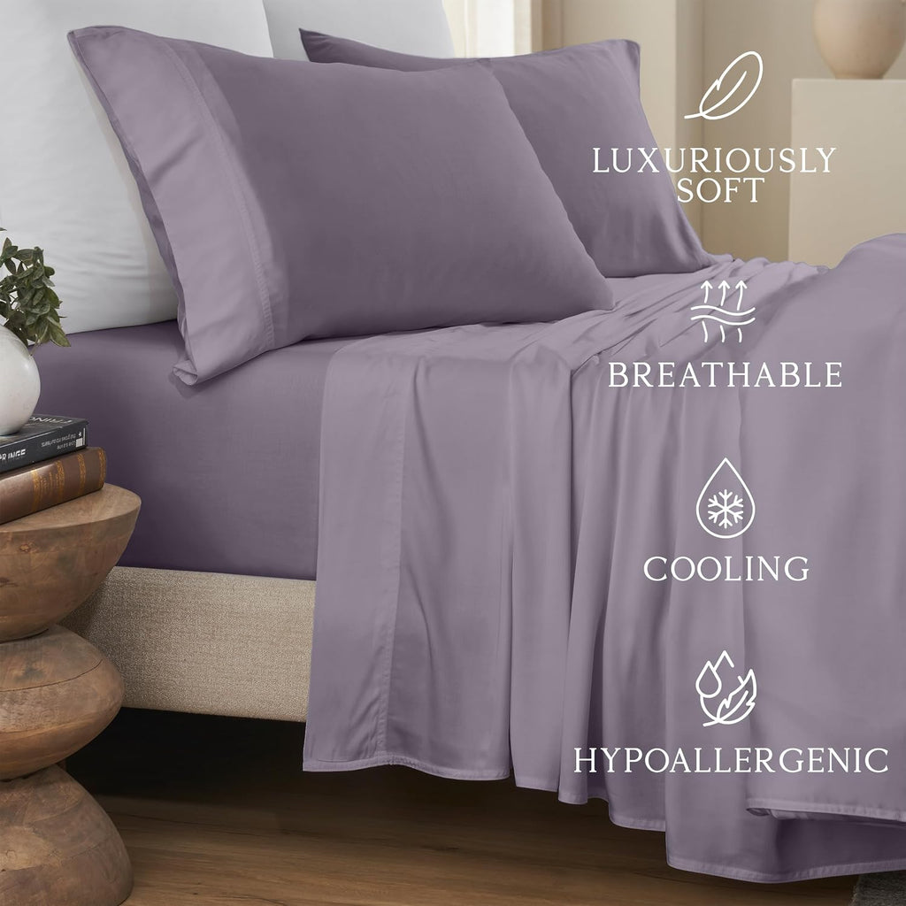 KARISSA MAE Pure Viscose from Bamboo Split King Size Sheet Set | 100% FSC Certified | Luxuriously Soft | Cooling | 18" Deep Pocket…