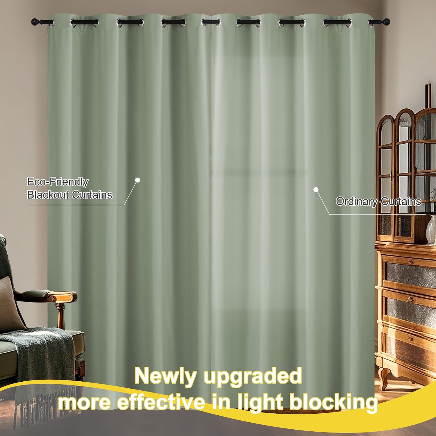 NICETOWN 100% Blackout Curtains 96 Inch Length for Bedroom, Total Blackout Thermal Insulated Grommet Window Drapes for Living Room…