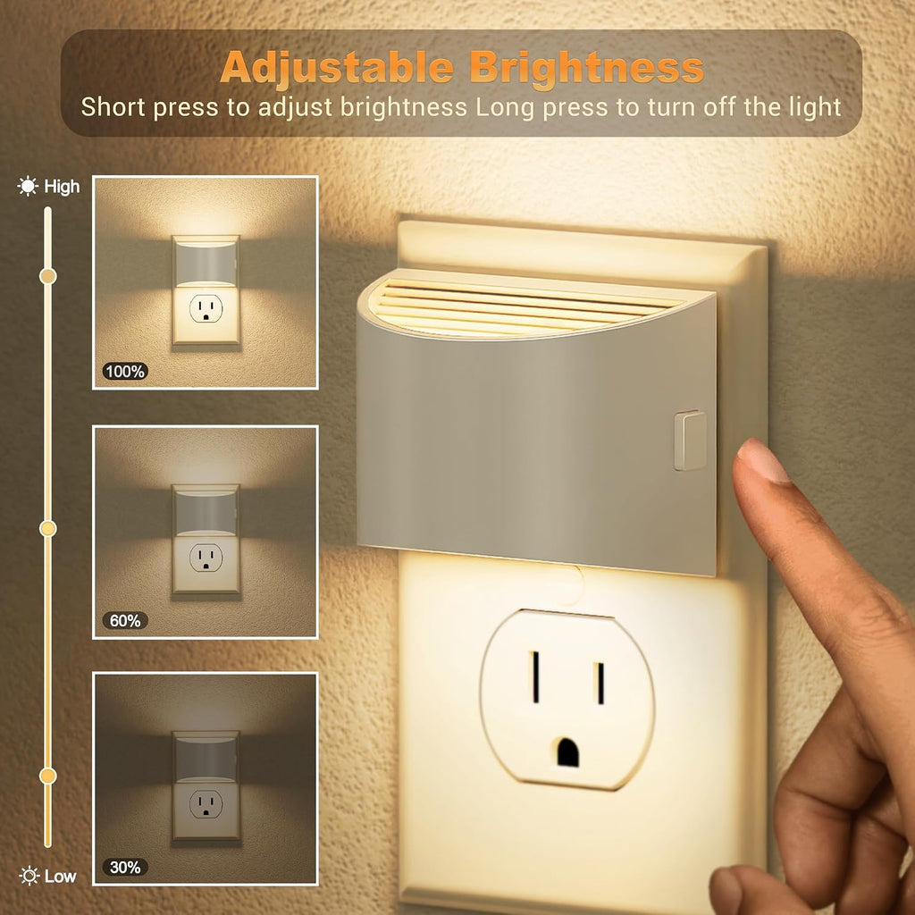 JandCase LED Night Lights Plug into Wall 2 Pack, Automatic Night Light, Dusk to Dawn Sensor Nightlight, 0-100LM Brightness Adjustable Night…