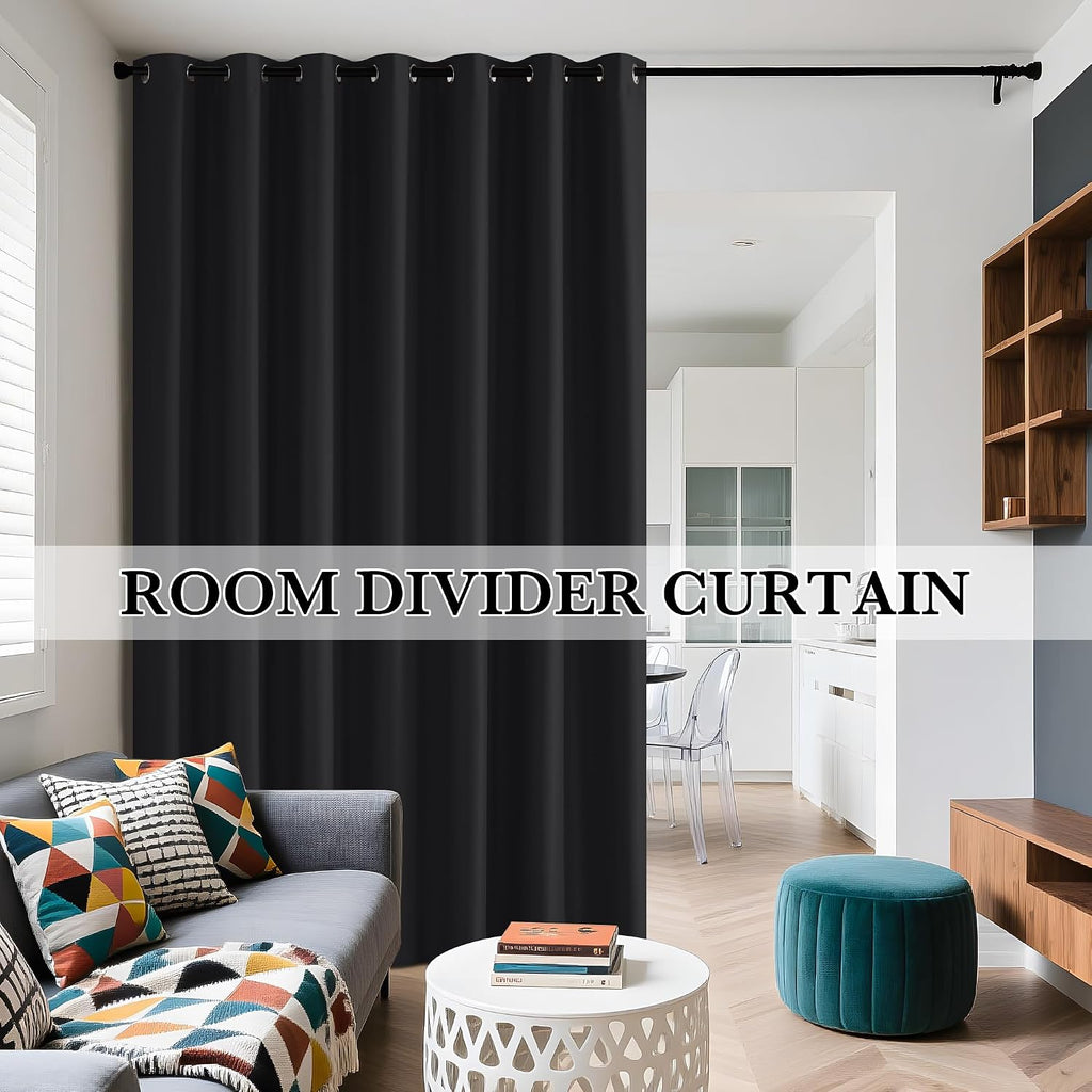 Rybhome RYB HOME Black 100% Blackout Curtains for Bedroom, Wide Thermal Insulated Privacy Curtains for Sliding Glass Doors/Patio Door/Livin…