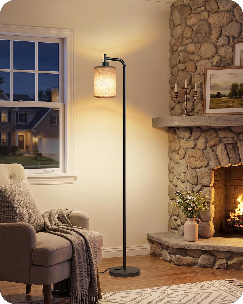 Dimmable Floor Lamp for Living Room with Remote and Foot Switch, Modern Standing, Corner Lamp,10W Bulb 3 Color Temperatures, for Bedroom…