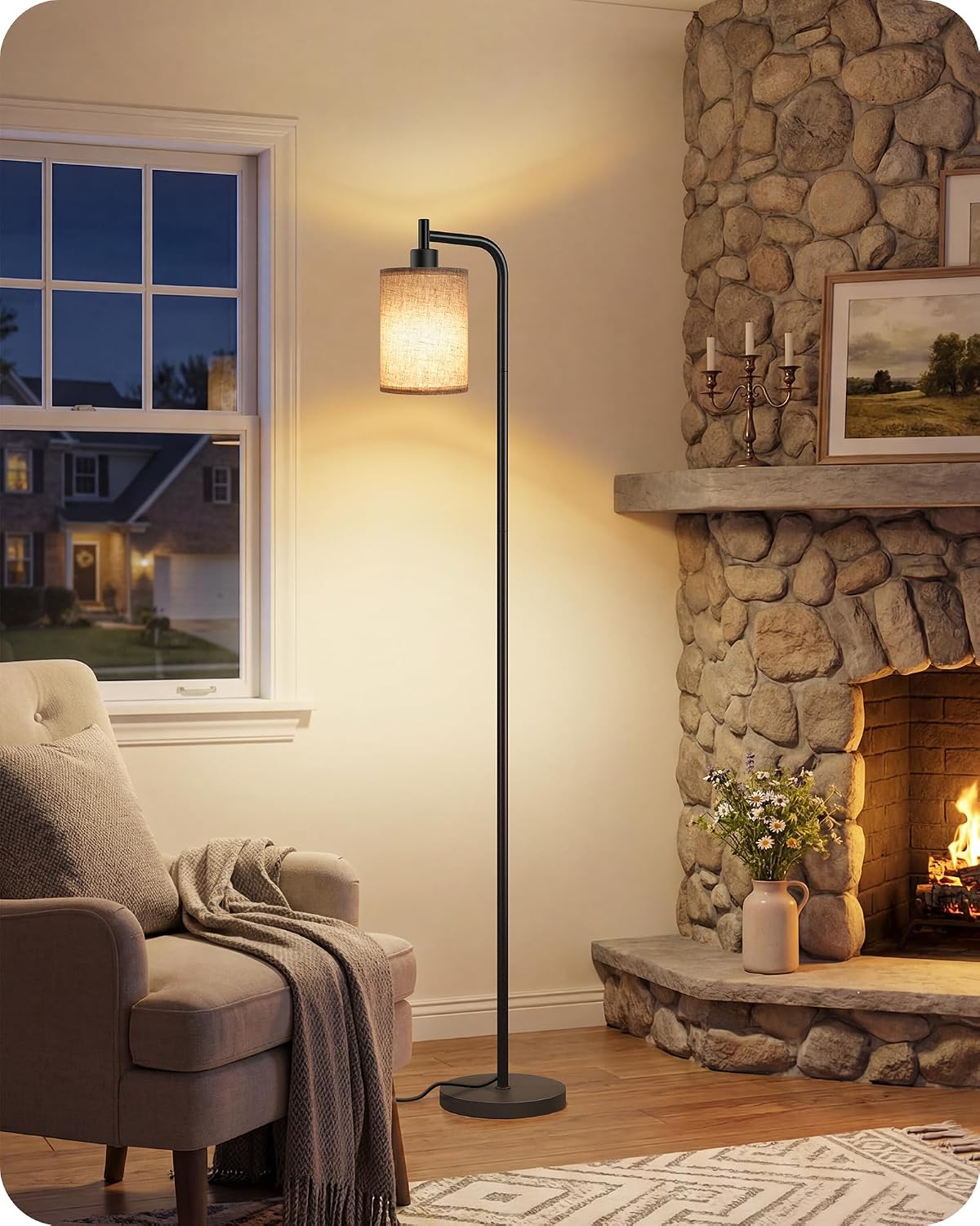 Dimmable Floor Lamp for Living Room with Remote and Foot Switch, Modern Standing, Corner Lamp,10W Bulb 3 Color Temperatures, for Bedroom…