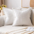 MIULEE Decorative Throw Pillow Covers for Couch Bed Livingroom 18x18 Inch Set of 2 White Boho Accent Throw Pllows Broadside Striped…
